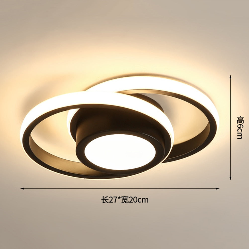 Small Modern LED Ceiling Light 2 Rings Creative Design Ceiling Lamp Indoor Lighting Fixtures Hallway Balcony Aisle Office Lustre