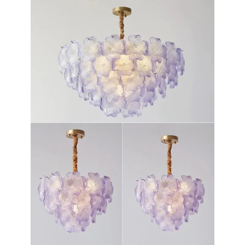 French Luxury Crystal Living Room Pendant Light Internet Famous Creative Shell Light Romantic Clover Pendant Light