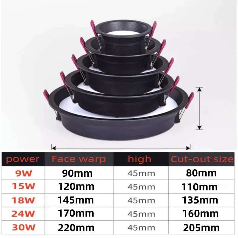 1pcs LED panel recessed LED downlight 9W 15W 18W 24W 30W square round LED ceiling light AC110V -220V
