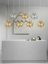 Modern Creative Stainless Steel Chrome Leaf LED Chandrlier Living Room Restaurant Pendant Lamp Display Window Bar Decor Lighting