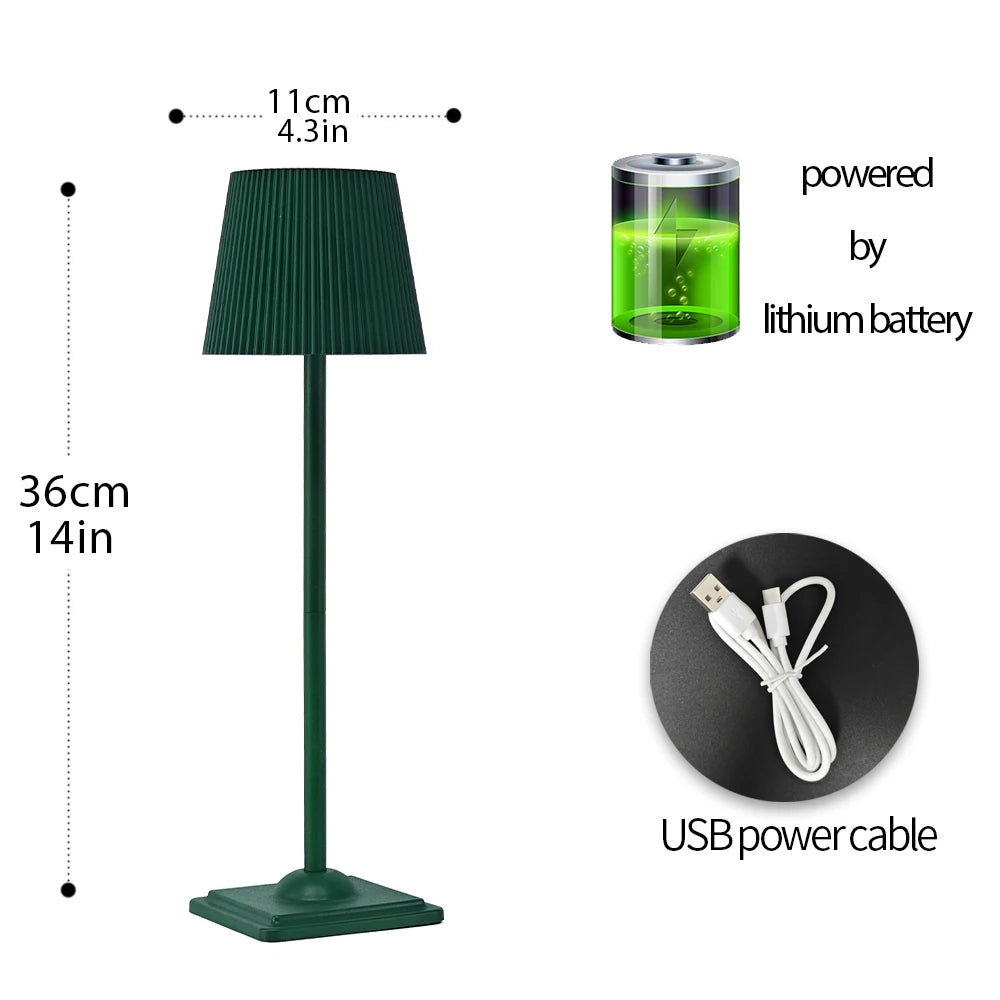 Wireless Rechargeable LED Table Lamp with Touch Stepless Dimming - Portable Cordless Desk Light for Bedside, Hotel & Bar Decor