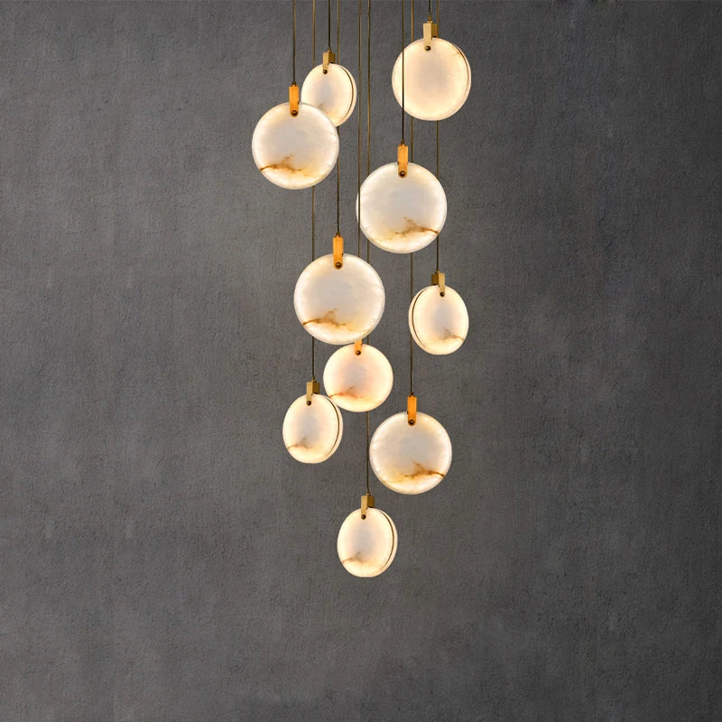 New Chinese LED Marble Gold Home Deco Designer Chandelier Lighting 2026 New Trend Lustre Hanging Lamps For Living Room