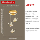Gold LED Butterfly Lights Home Indoor Staircase Hanging Chandleiers Lamps Living Kitchen Island Bedroom Wall