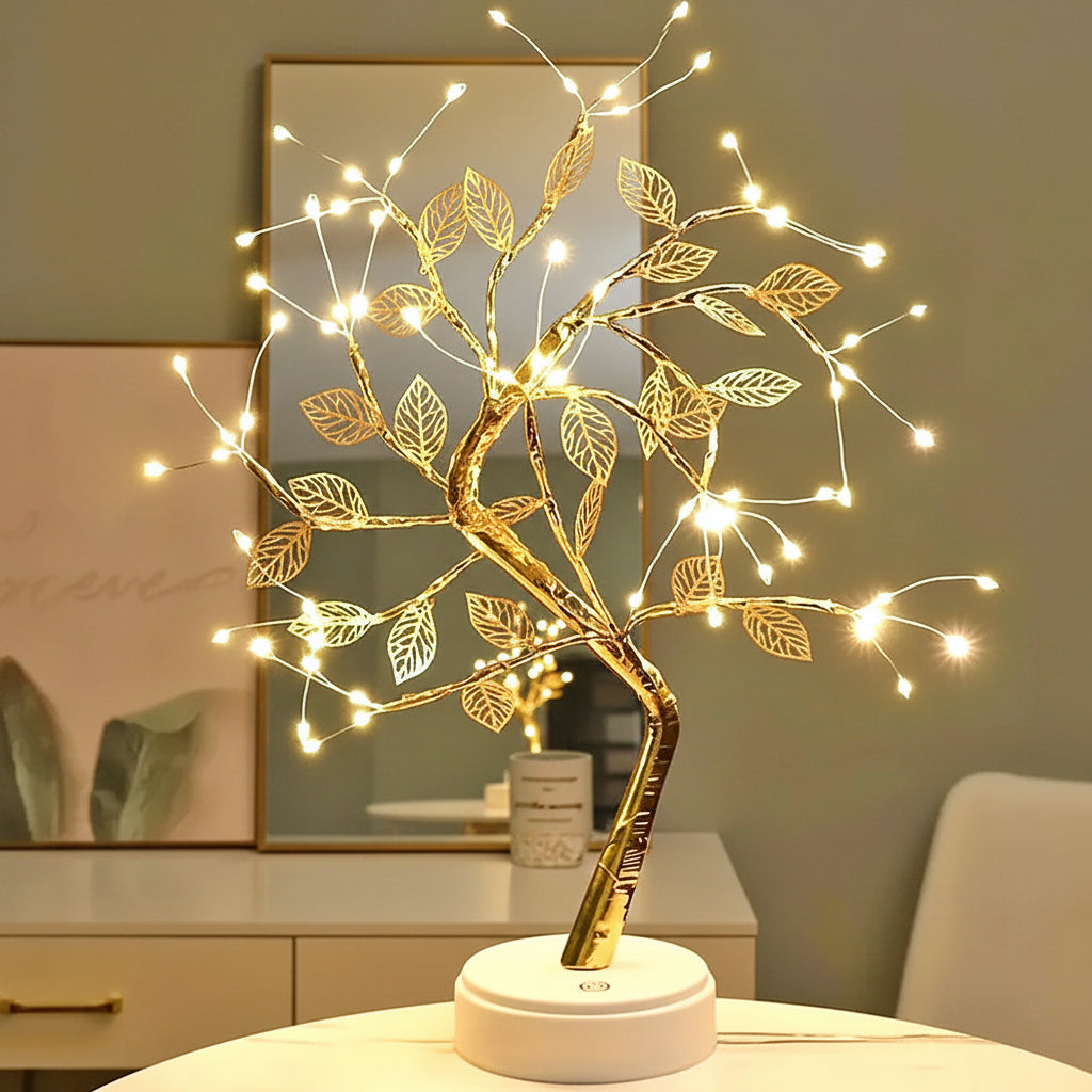 LED Rose Leaf Table Lamp USB Christmas Tree Fairy Light Night Lights Home DIY Party Wedding Bedroom Decoration Mother's Day Gift