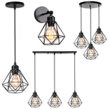 Industrial Pendant Light Led Adjustable Hanging Lamp Shade for Home Kitchen Metal Cage Pendant Lighting for Island Dining Room