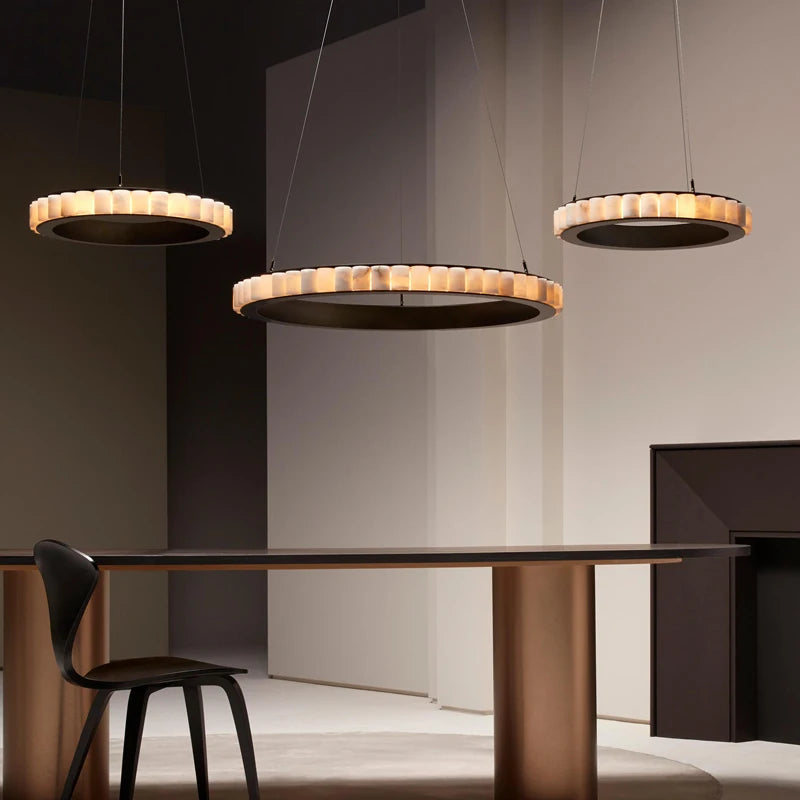 LED Luxury Marble Golden Black Lustre Hanging Lamp Chandelier Lighting Suspension Luminaire Lampen For Living Room