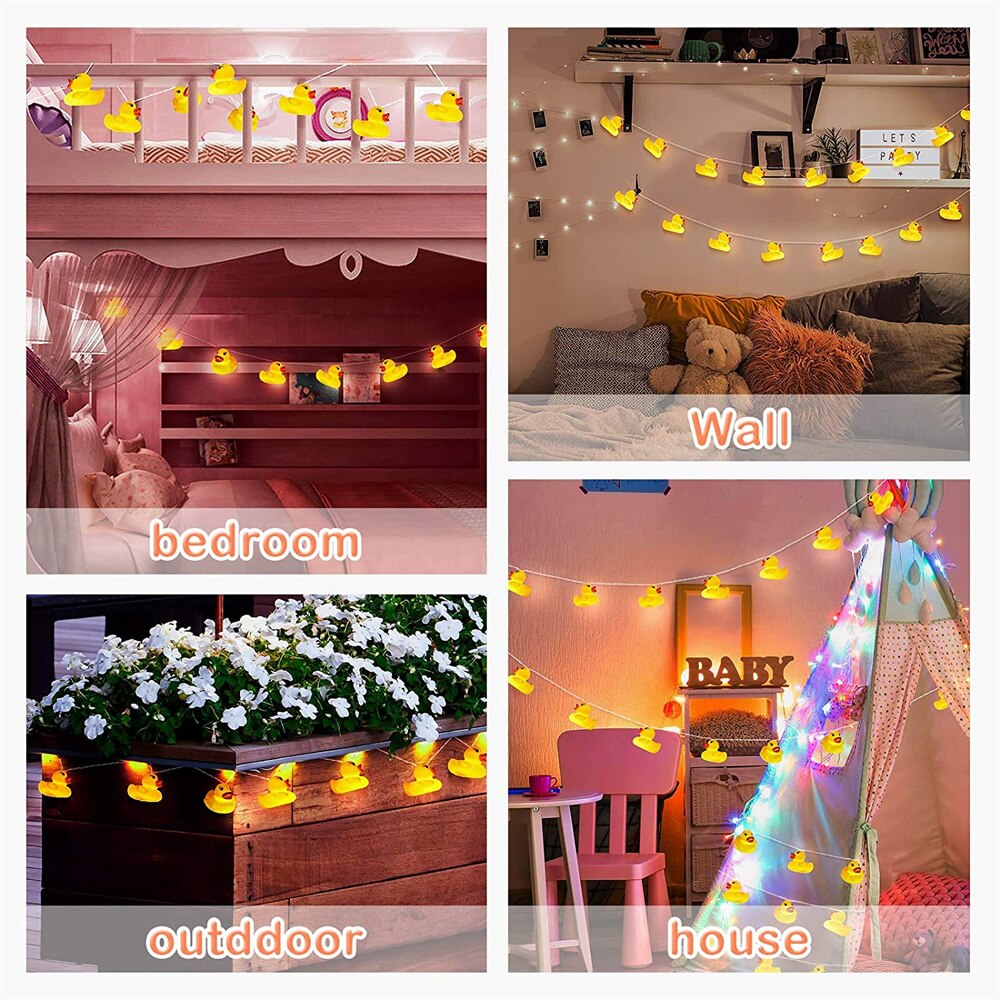 Mini Yellow Duck LED String Light Glow Indoor Outdoor Xmas Wedding Party Battery Operated LED Fairy Light