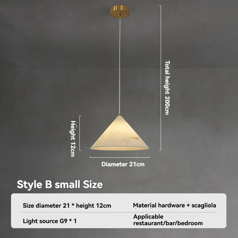 Designer Faux Marble Pendant Light - Modern Minimalist Single Ceiling Hanging Lamp Fixture for Bedroom, Living Room & Dining Area