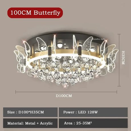 Cartoon Children's Room Light Crystal Ceiling Light New Butterfly Chandelier Girl's Room Balloon Light LED Bedroom Light