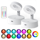 Wireless RGB Remote Spotlight Rechargeable Accent Lights LED Puck Lights Dimmable Timer Wall Lamp Up light Angle Artwork Lighting