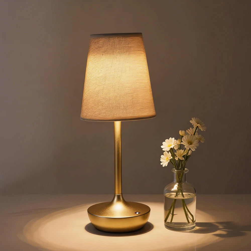 Cordless LED Table Lamp Fabric Desk Lamp Rechargeable Night Light for Bar Dining Room Restaurant Atmosphere Decor Lamp