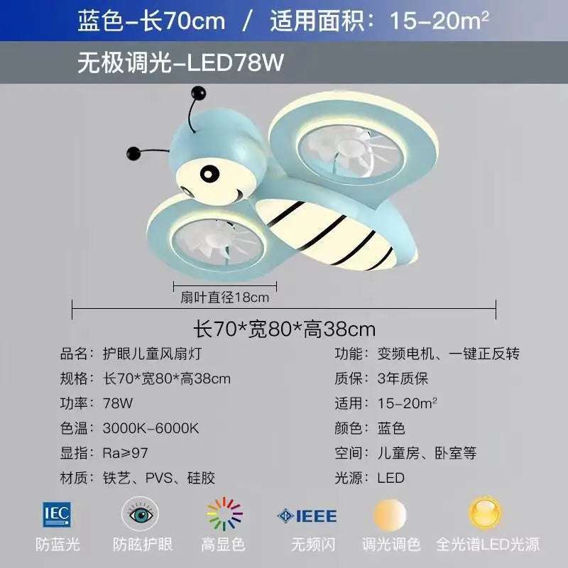 New Ceiling Fan Lights, Children's Bedroom Dining Room Ceiling Fan Lights, Ceiling Lights with Led Lights Indoor Lighting