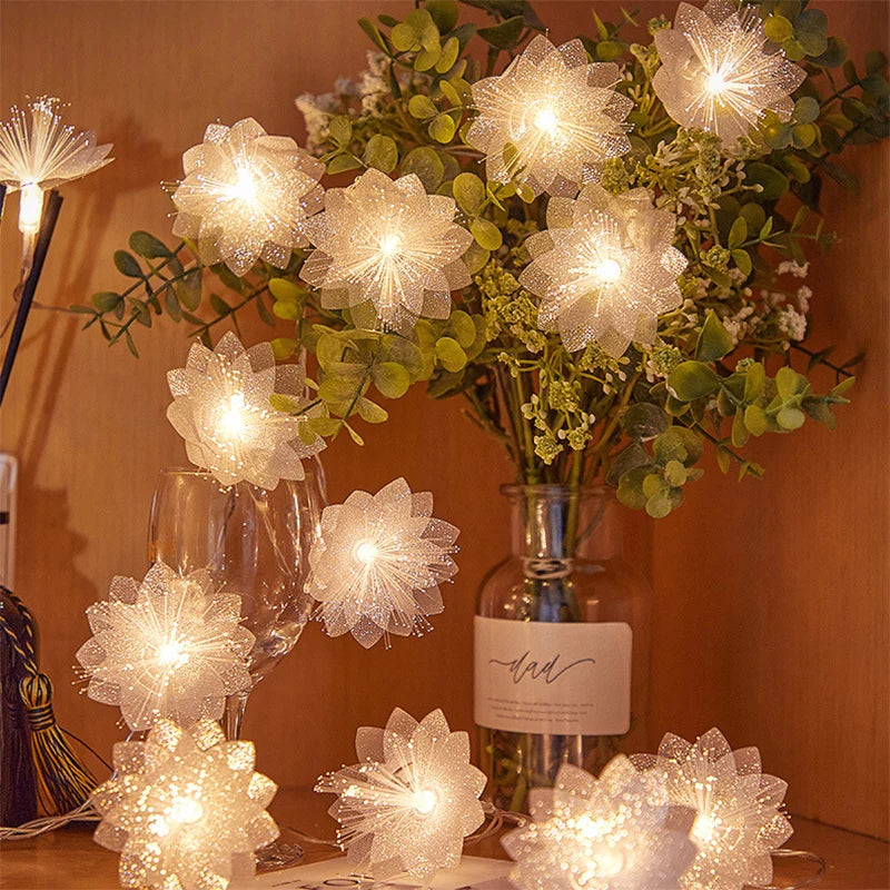 Plumeria String Lights Artificial Flower Led Lights String Battery Powered Fairy Lights Wedding Christmas Party Home Decorations