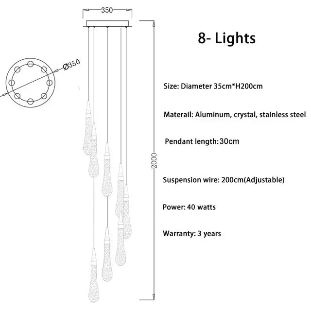 2025 New Modern LED Crystal Pendant Light Lustre Restaurant Bar Composite Staircase Light Living Room Home Decoration Lighting