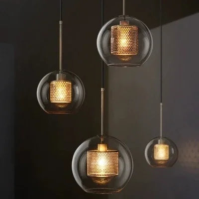 Modern Glass Ball Pendant Lamps Nordic Bedside Kitchen Dining Room Hanging Lights Luminaire Suspension Lighting Golden Designer