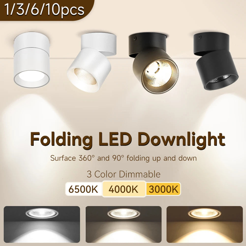 LED Downlights 3 Color Change Room Decor Fixture Foldable Spotlight In ...