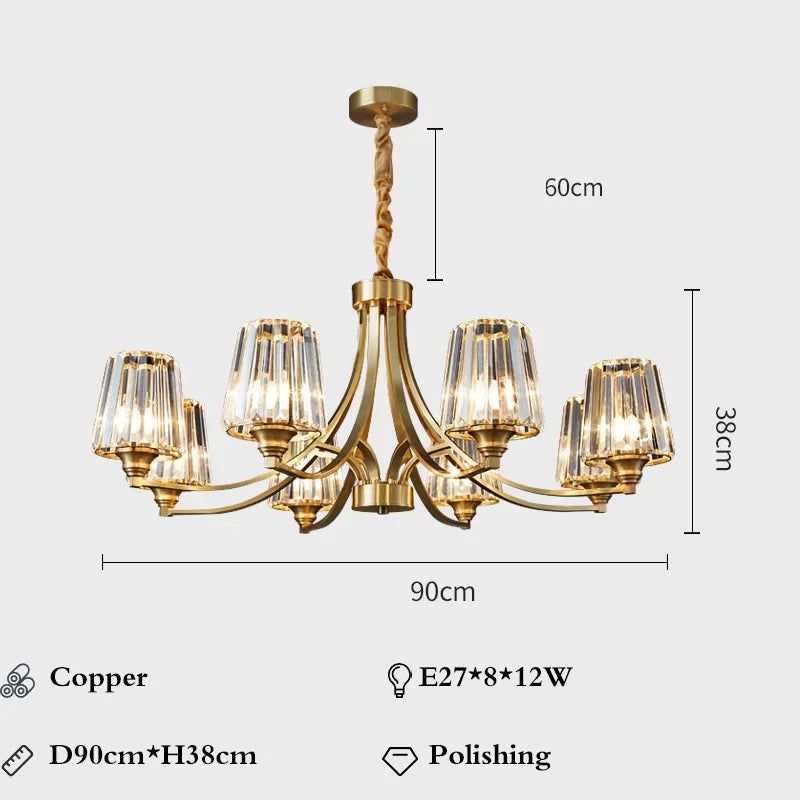 Modern Nordic Retro Luxurious Gold LED Pendant Chandelier Living Room Bedroom Home Decor Hanging Lights Lighting Fixtures Luster&#39;s