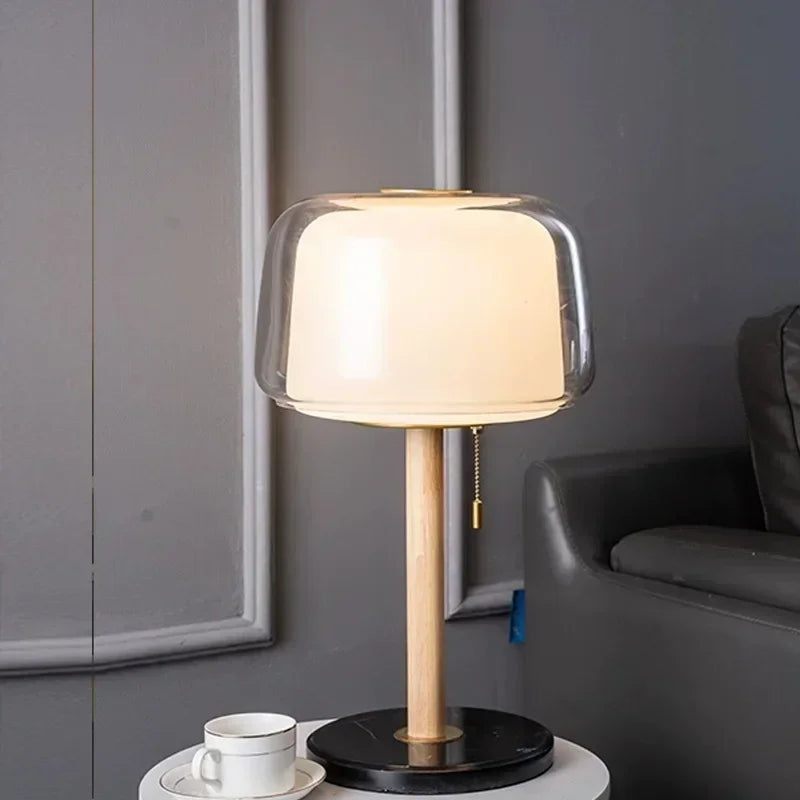 2025 Nordic French High-end Bedroom Bedside Lamp Simple Cream Style Modern Design Room Decoration Study Glass LED Table Lamps