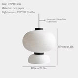 Japanese Wabi-Sabi Rice Paper LED Pendant Light - Organic White Paper Lantern Chandelier Fixture for Living Room Ceiling Decor