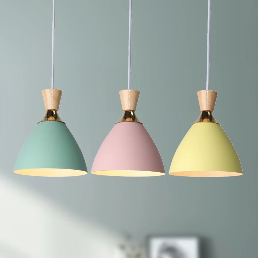 Nordic Pendant Lamps Modern Hanging Light Single Head Pendant Lights Bedroom Kitchen Dining Living Room Lamp Wood Pendant Lamps