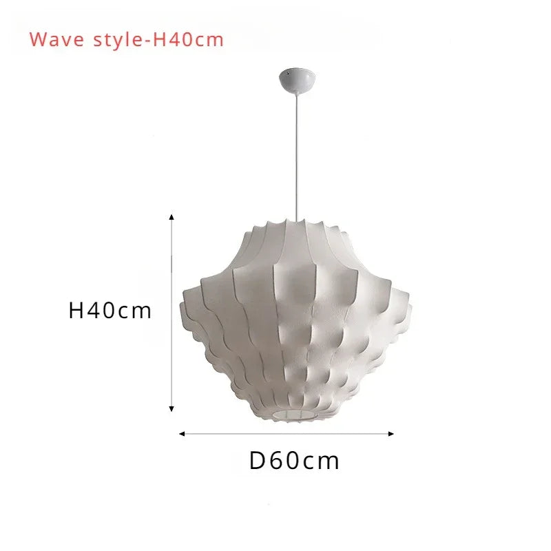 Noguchi Isamu Style Rice Paper Pendant Light - Japanese Wabi-Sabi Ball Ceiling Chandelier Lamp Fixture for Bedroom, Living Room & Restaurant