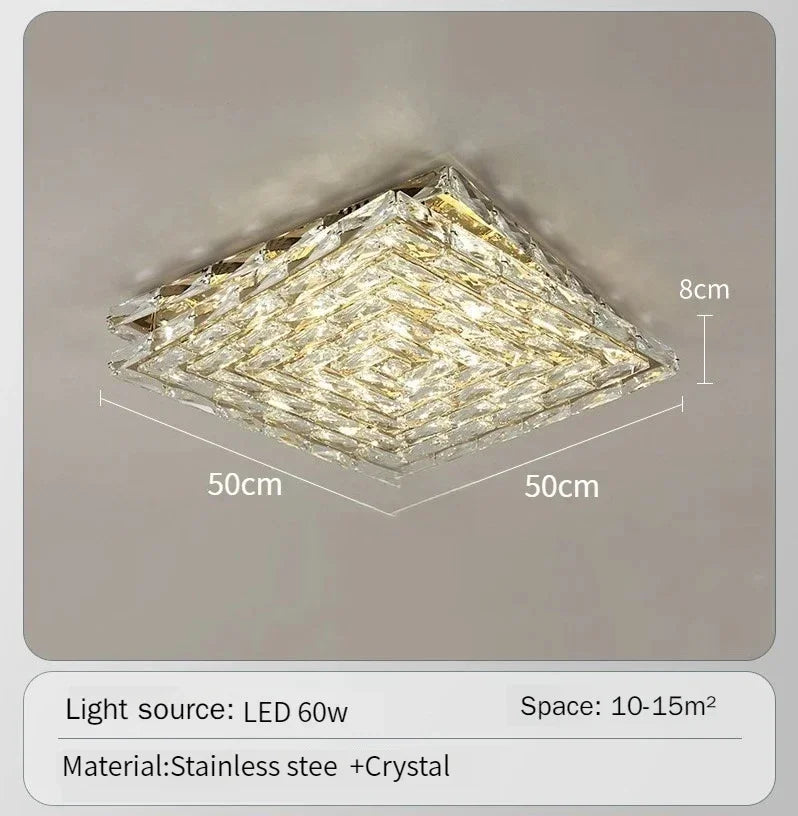 Luxury Modern Crystal Ceiling Light Chandelier - Flush Mount Ceiling Lamp Fixture for Living Room, Master Bedroom & Home Decor