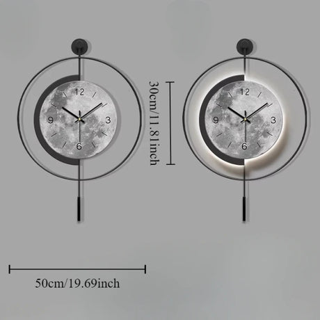 Minimalist Wall Clock Spanish Style Mute Moon Wall Decoration Clock Living Room Backdrop Home Decoration Creative Personalized