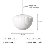 Japanese Wabi-Sabi White Silk E27 Pendant Light - Nordic Art Fabric Ceiling Chandelier Lamp Fixture for Living Room, Dining Room & Bedroom
