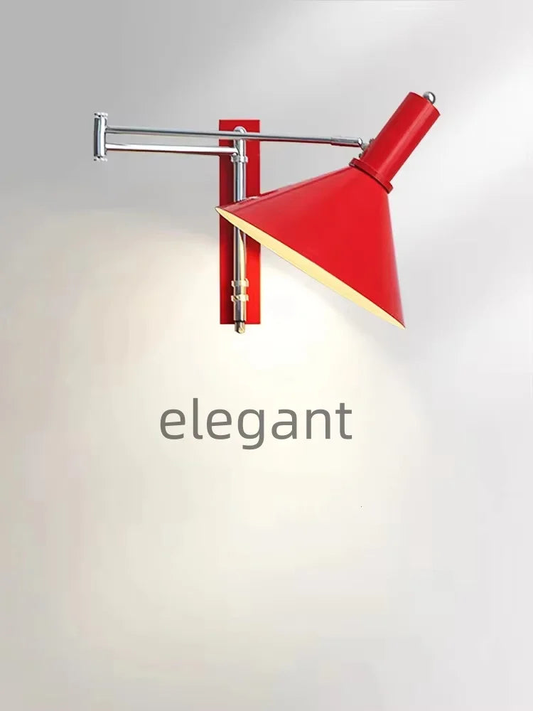 Extendable Foldable Bauhaus Bedside Lamp - Adjustable Swing Arm Plug-In LED Wall Light