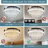 19.7" Modern Crystal Chandelier Ceiling Light LED Chandeliers Flush Mount Ceiling Light Fixture for Bedrooms Living Dining Room