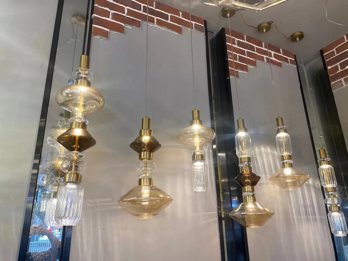 European American style glass chandelier exhibition hall, bedside restaurant, bar counter, study, creative living room light