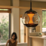 Modern Glass Pendant Light with Knob Switch - Bedside Hanging Night Light