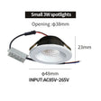 Recessed mini Spotlight 3w LED indoor ceiling light 110v 220 volt Deep anti-glare small downlight  with driver set