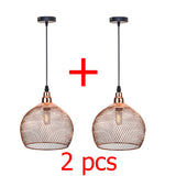 Electroplating modern  metal cage pendant lamp,vintage  rose gold birdcage creative hanging lamp for restaurant living room