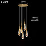 Nordic LED Luxury Crystal Chandeliers Water Drop Lamps Bedroom Bedside Modern Simple Bar Decorative Pendant Lights