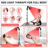 E27 LED Red 54W Light Therapy Lamp 660nm&850nm Infrared Bulb with Floor Stand for Skin Care Pain Relief 360° Adjustable