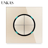 Modern 2-Way Pass Through Light Switch - Gray Glass Panel with LED Indicator