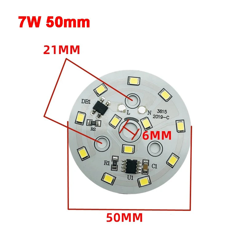 AC 220V Driver-free 2835 SMD Led Chip 3W - 18W 28mm - 120mm Lamp Light Board Bulb Round Light Source