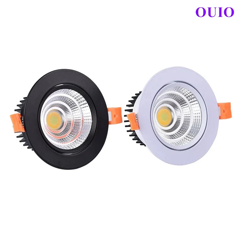 Tricolor Changeable Anti Glare Recessed LED Downlights 5W 7W 9W 12W 15W 20W COB Ceiling Lamp Spot Lights AC90-265V +Led Drive