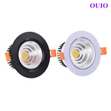 Tricolor Changeable Anti Glare Recessed LED Downlights 5W 7W 9W 12W 15W 20W COB Ceiling Lamp Spot Lights AC90-265V +Led Drive