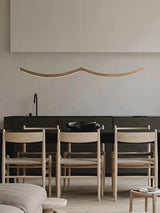 2026 Wood Arch Modern Long Pendant Light - Minimalist LED Dining Table Chandelier