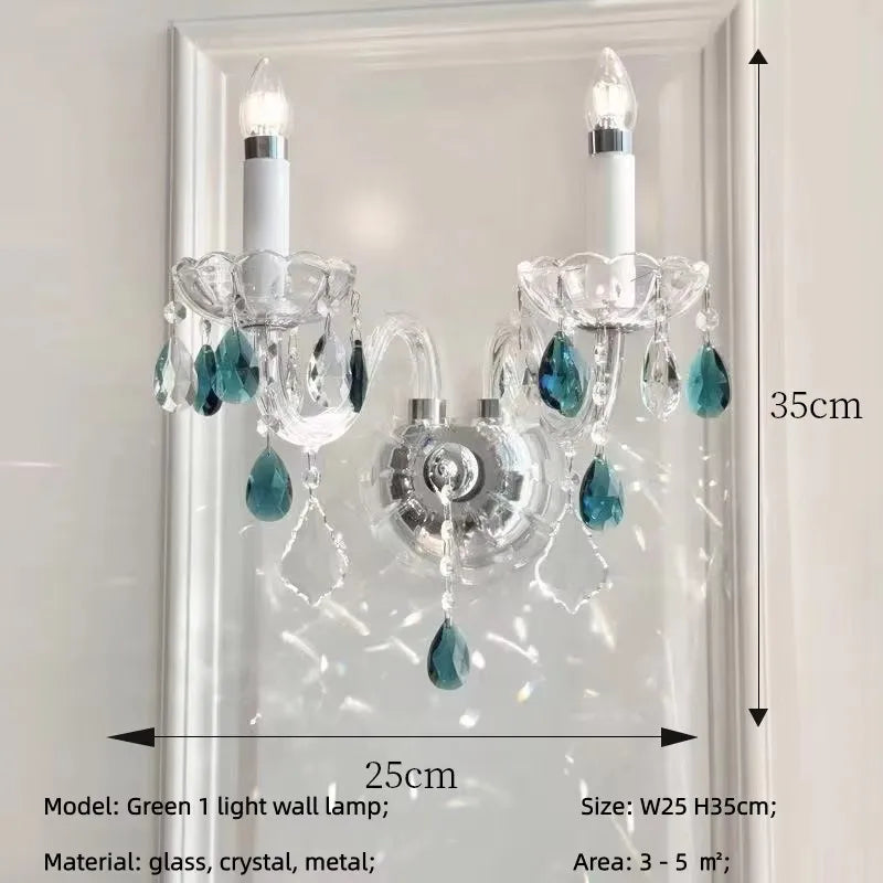 French Green Crystal Candle Chandelier Luxury Romantic Glass E14 Pendant Lights Living Room Art Decor Led Lamparas Bedroom Lamp