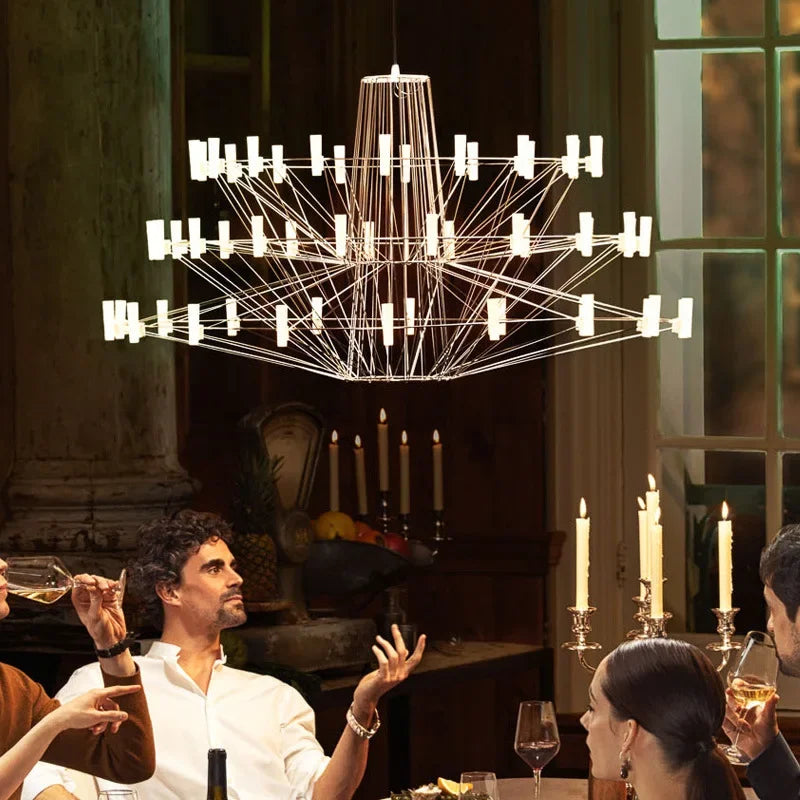 Moooi Coppelia Designer Loft Villa Duplex Chandelier Luxury High-end Living Dining Room LED Round Iron Wire Decor Lighting
