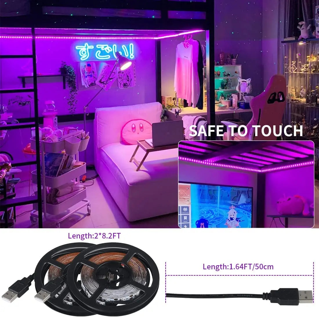 LED 2.5m 10W Black Light Strip with USB Plug Battery Box LED for Glow Neon Party Halloween Birthday outdoor camping Fluorescent Light