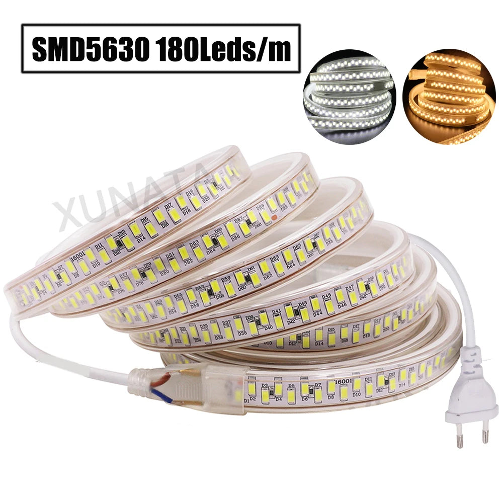 240Leds/m LED Strip SMD 5730 2835 5050 5630  220V 240V Waterproof LED Tape Rope Light RGB Warm White Home Decoration Lighting