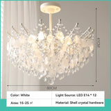 French K9 Crystal Chandelier Luxury Vintage Blue/White Natural Shell Pendant Light for Romantic Villa Living Dining Room Bedroom