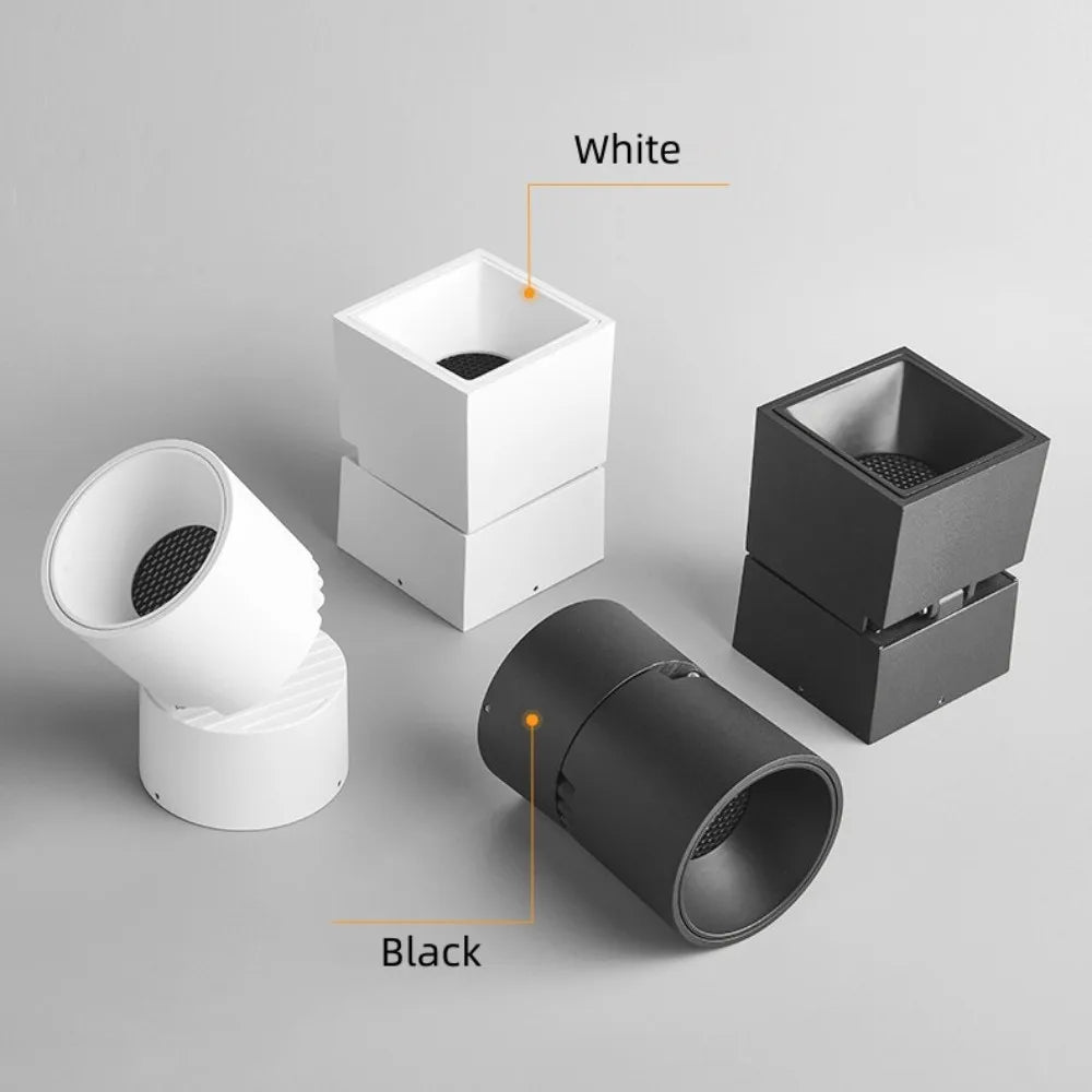 Folding Surface Mount LED Spotlight - No-Drill Anti-Glare Ceiling Downlight