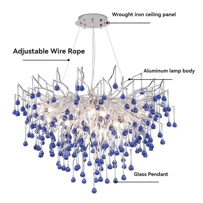 Branch Chrome Crystal Chandelier Lighting For Dining Living Room Kitchen Table Bedroom Luxury Crystal Ceiling Chandeliers