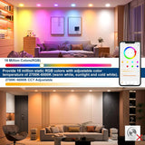 Tuya Smart WiFi 10W RGBCW LED Recessed Downlight (2700K-6500K) - App Dimmable Color-Changing & Tunable White Ceiling Spotlight Compatible with Alexa & Google Home