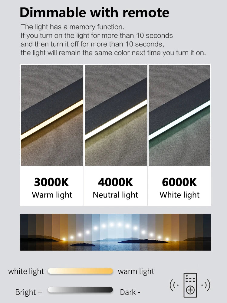 Modern LED Strip Pendant Light - Designer Hanging Lamp with Memory Function